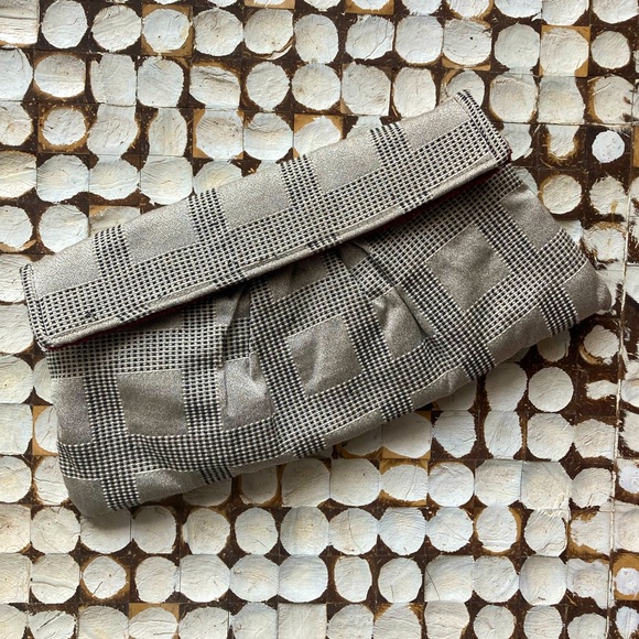 Sew Few Gray Plaid Clutch Evening Bag Sustainable fashion - Picture 1 of 8